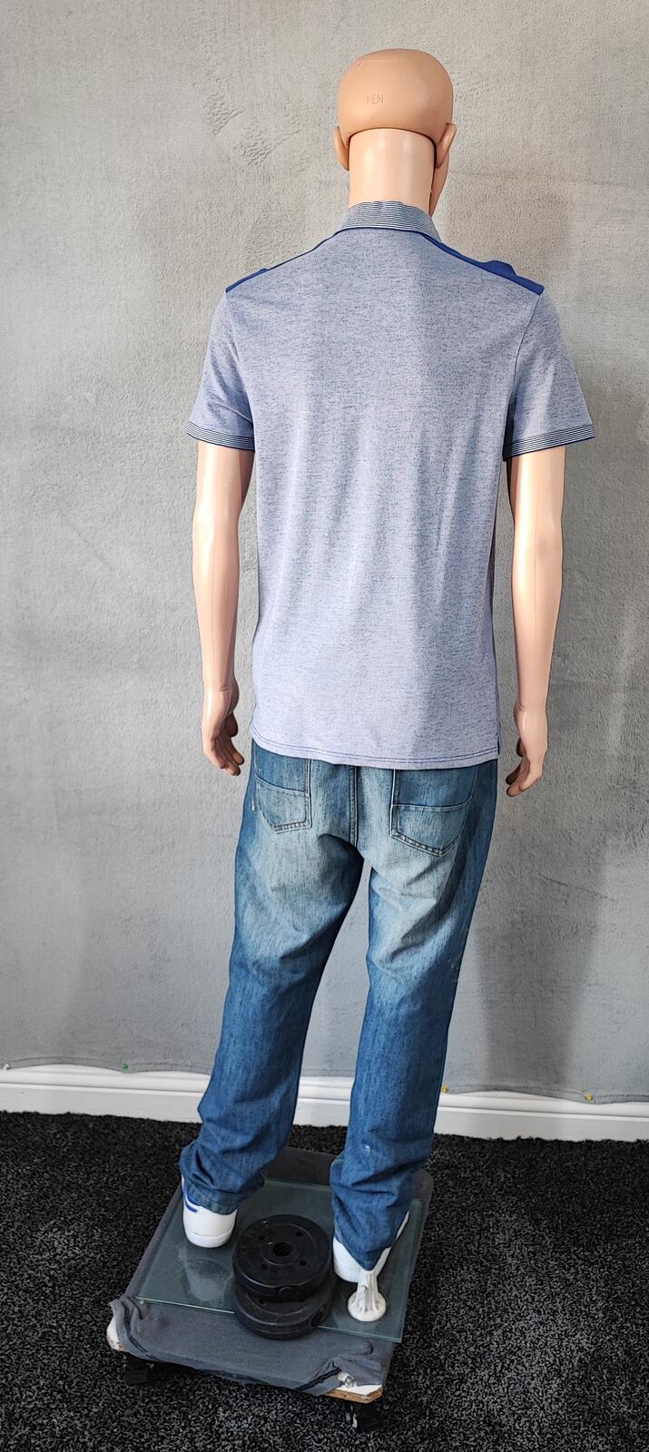 Vintage Armani Exchange Logo Polo Shirt Blue Retro 90s Men's Size Medium M