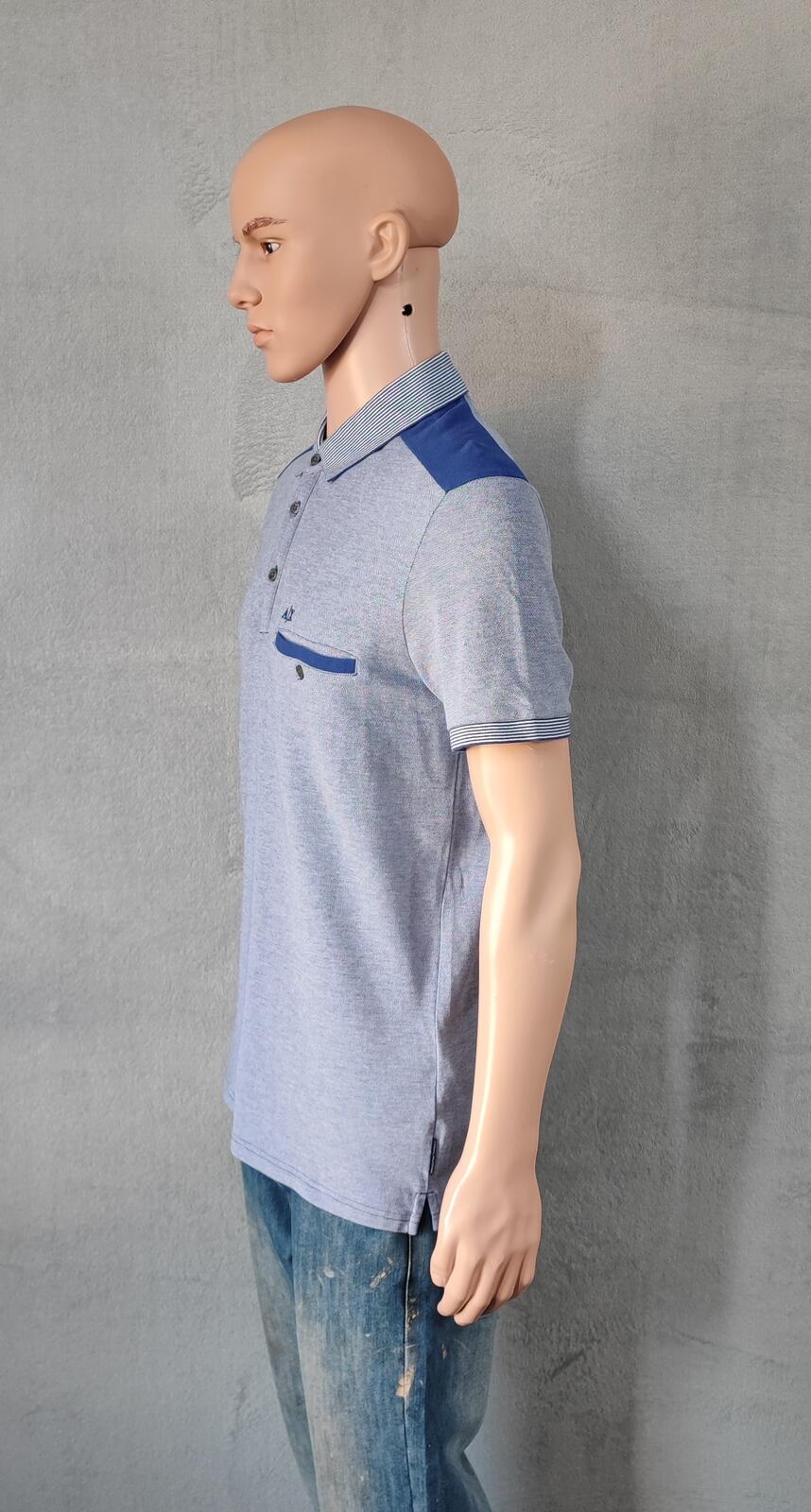 Vintage Armani Exchange Logo Polo Shirt Blue Retro 90s Men's Size Medium M
