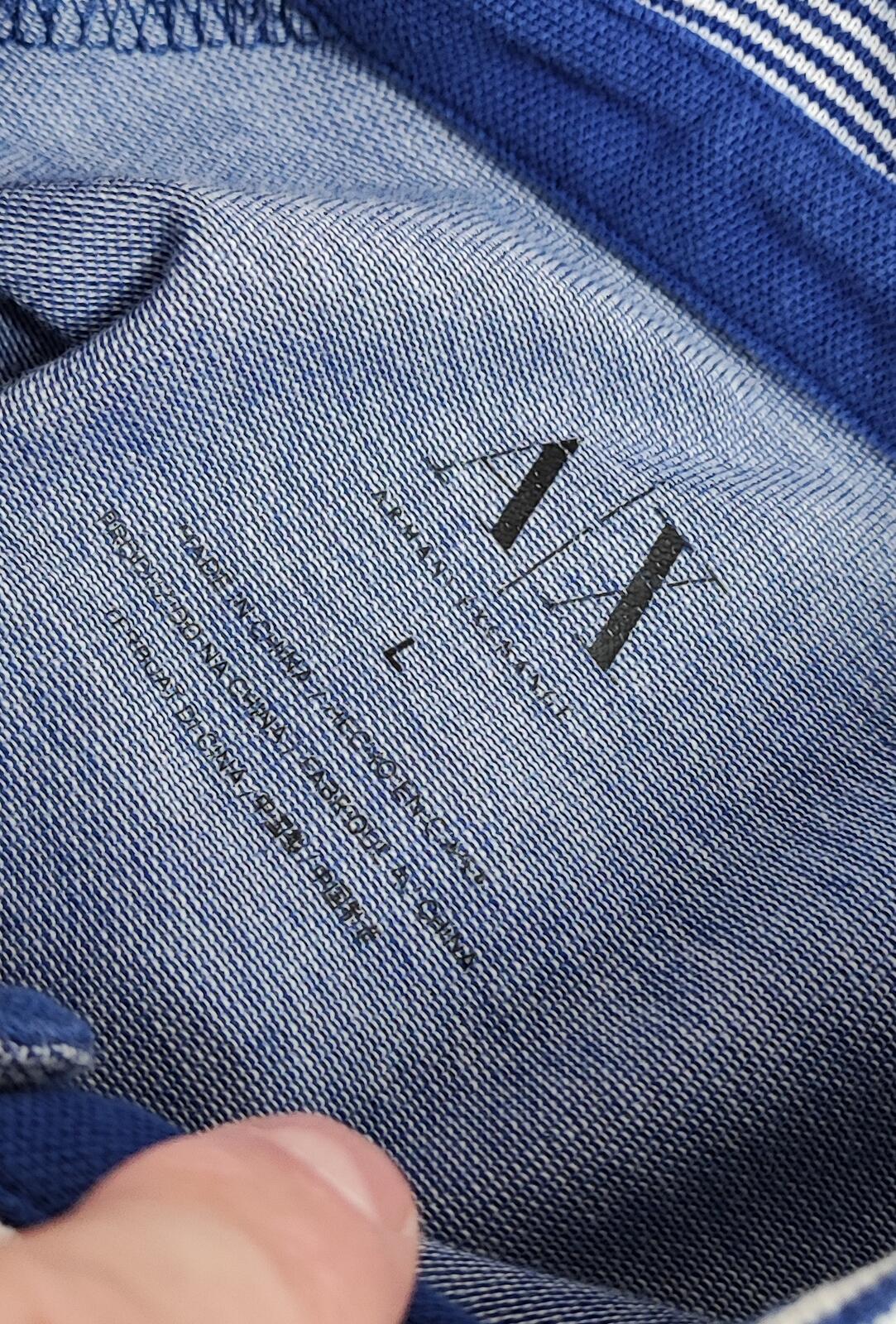 Vintage Armani Exchange Logo Polo Shirt Blue Retro 90s Men's Size Medium M