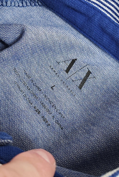 Vintage Armani Exchange Logo Polo Shirt Blue Retro 90s Men's Size Medium M