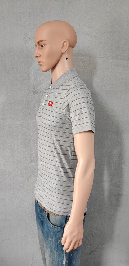 Vintage Nike Embroidered Swoosh Polo Shirt Grey Retro 90s Men's Size Small S