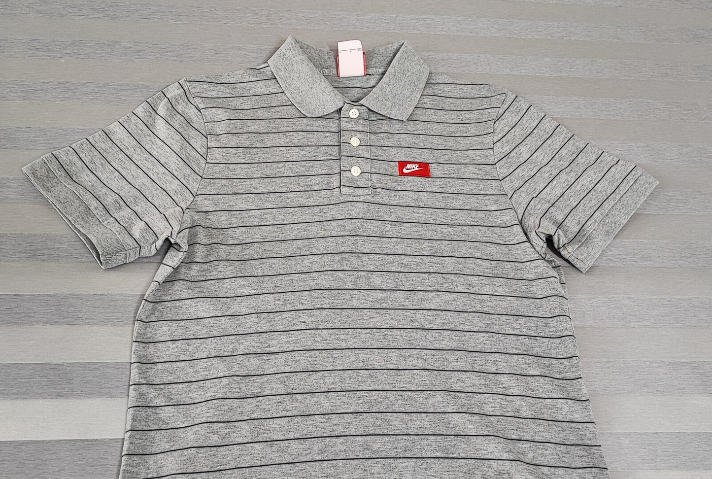 Vintage Nike Embroidered Swoosh Polo Shirt Grey Retro 90s Men's Size Small S