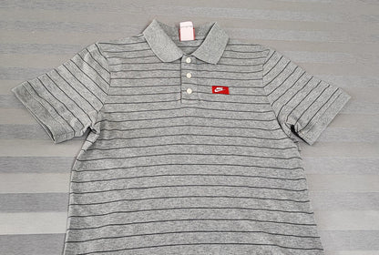 Vintage Nike Embroidered Swoosh Polo Shirt Grey Retro 90s Men's Size Small S