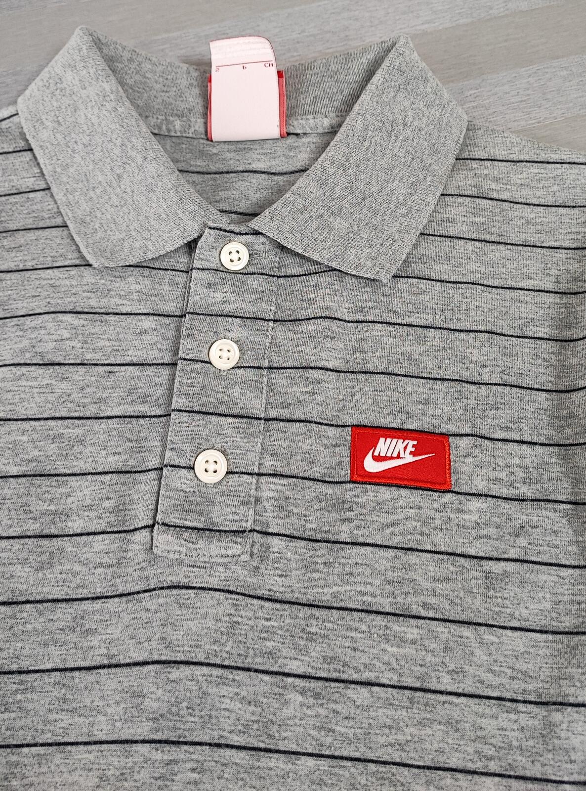 Vintage Nike Embroidered Swoosh Polo Shirt Grey Retro 90s Men's Size Small S