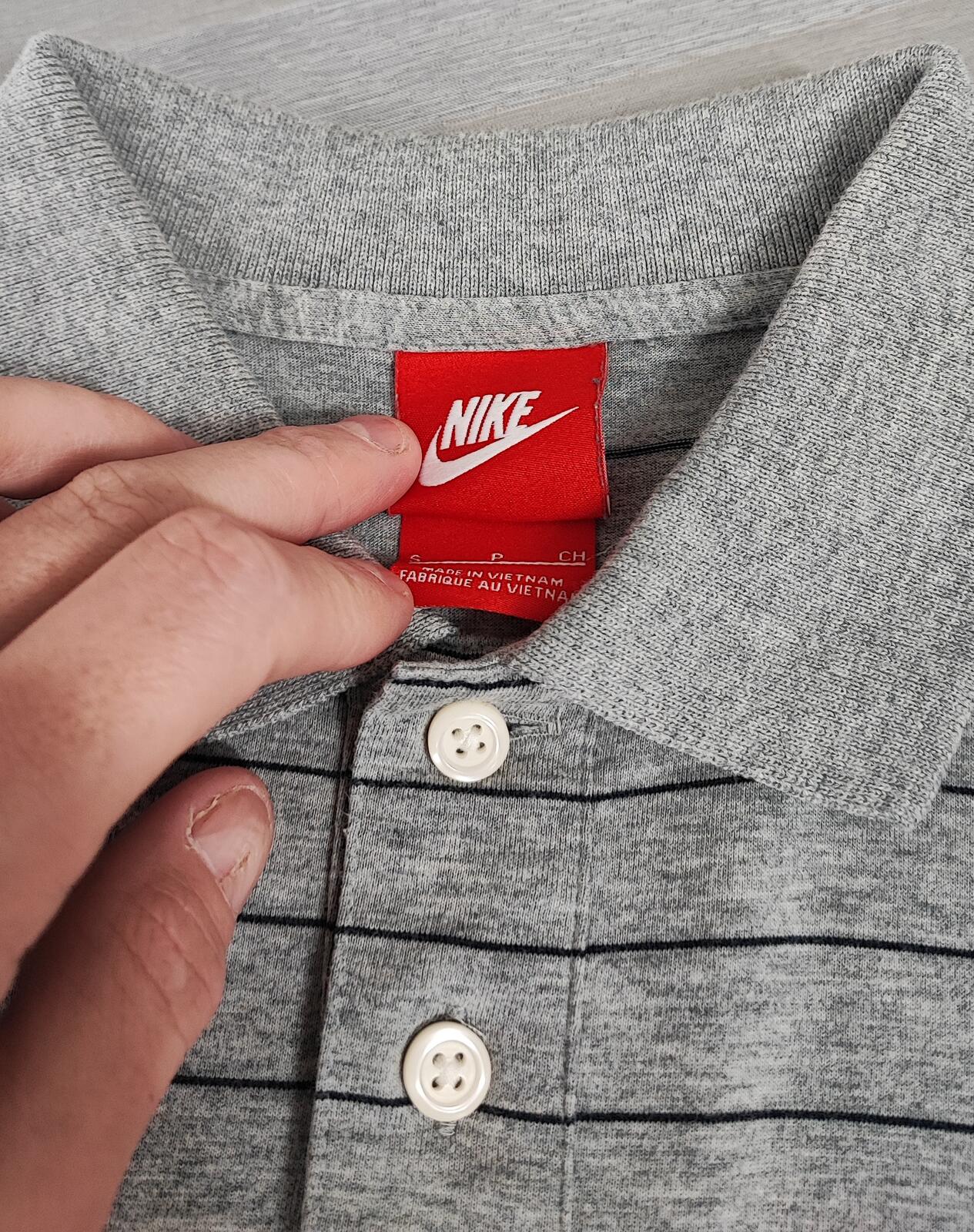 Vintage Nike Embroidered Swoosh Polo Shirt Grey Retro 90s Men's Size Small S