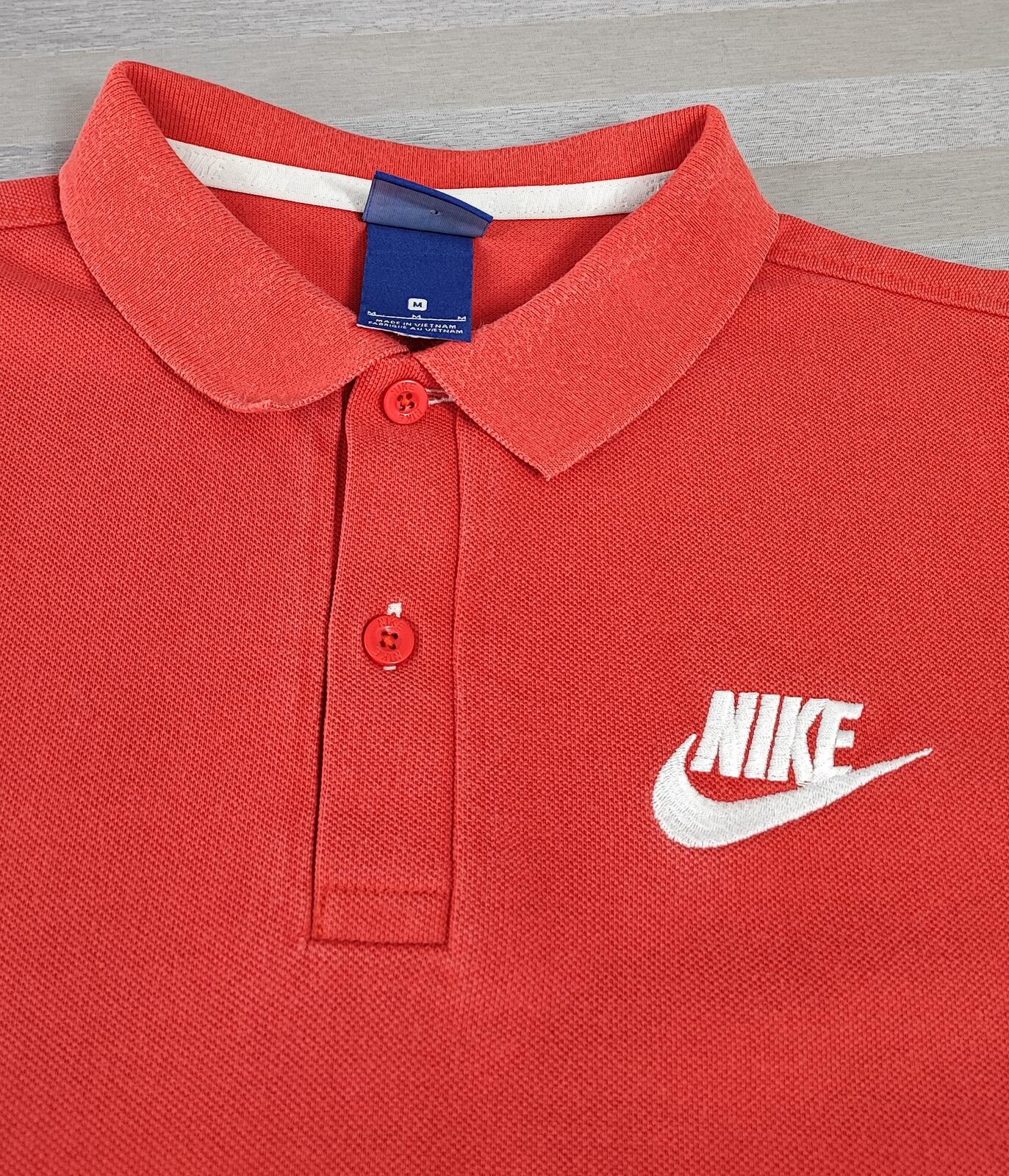 Vintage Nike Embroidered Swoosh Polo Shirt Red Retro 90s Men's Size Medium M