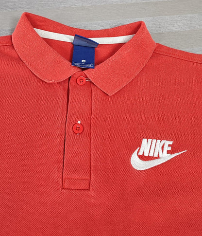 Vintage Nike Embroidered Swoosh Polo Shirt Red Retro 90s Men's Size Medium M