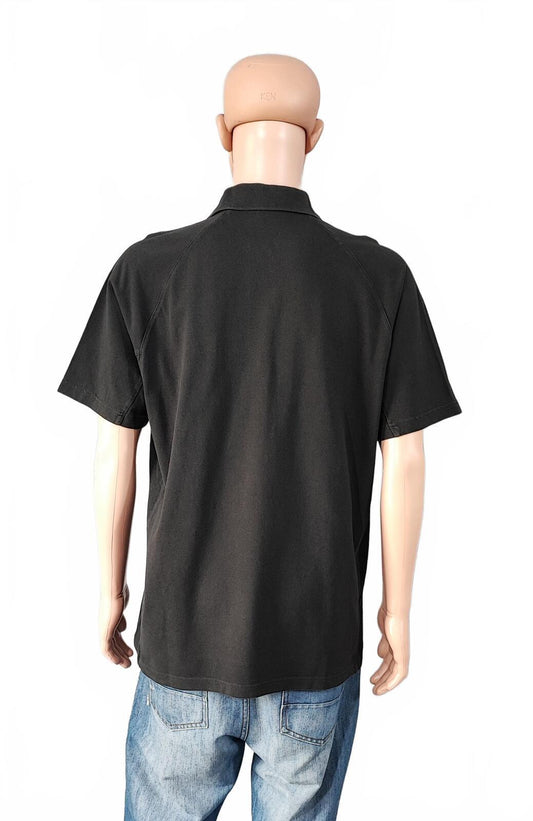 Vintage Adidas Performance Graphic Polo Shirt Faded Black Y2K Men's Size Large L