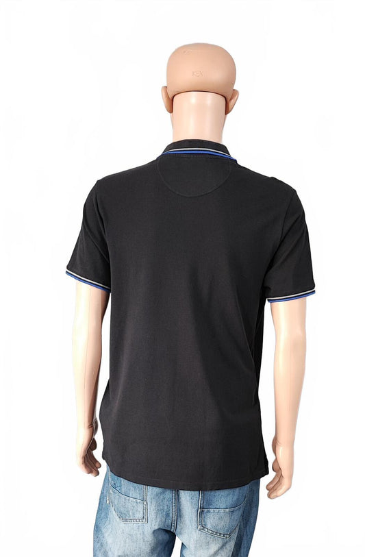 Vintage Champion Embroidered Logo Polo Shirt Faded Black Retro 90s Men's Size M