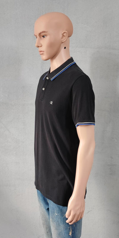Vintage Champion Embroidered Logo Polo Shirt Faded Black Retro 90s Men's Size M