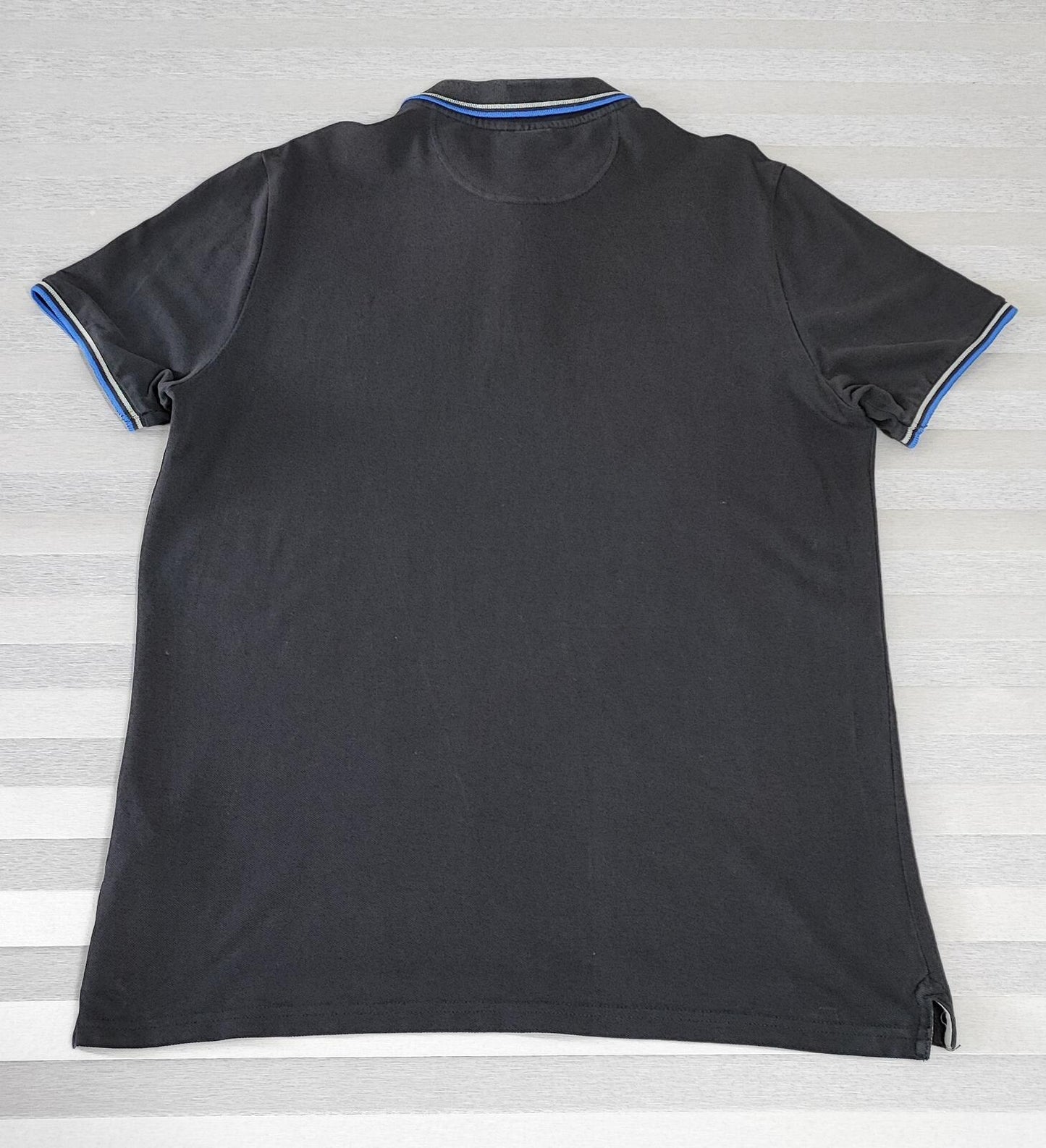 Vintage Champion Embroidered Logo Polo Shirt Faded Black Retro 90s Men's Size M