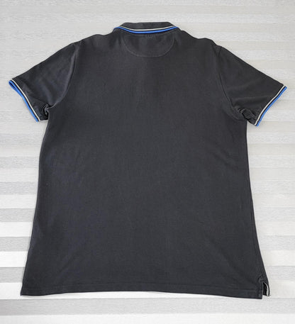 Vintage Champion Embroidered Logo Polo Shirt Faded Black Retro 90s Men's Size M