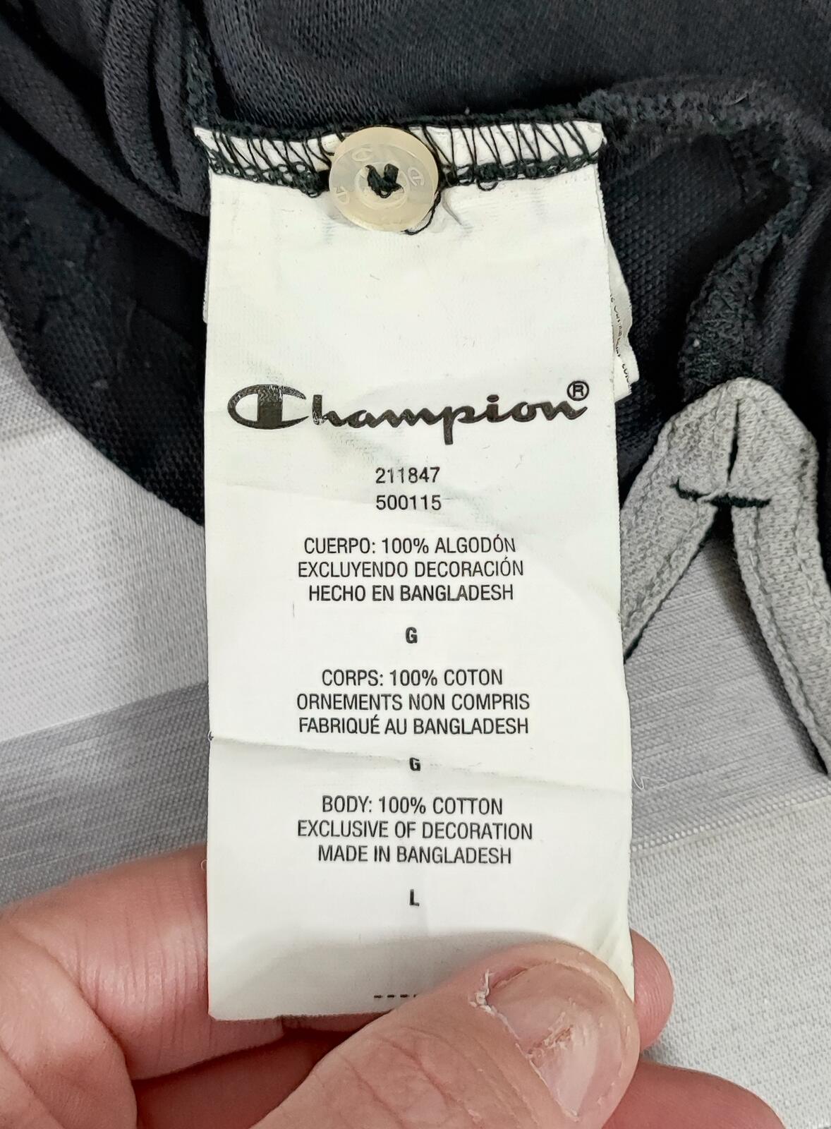 Vintage Champion Embroidered Logo Polo Shirt Faded Black Retro 90s Men's Size M