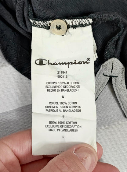 Vintage Champion Embroidered Logo Polo Shirt Faded Black Retro 90s Men's Size M
