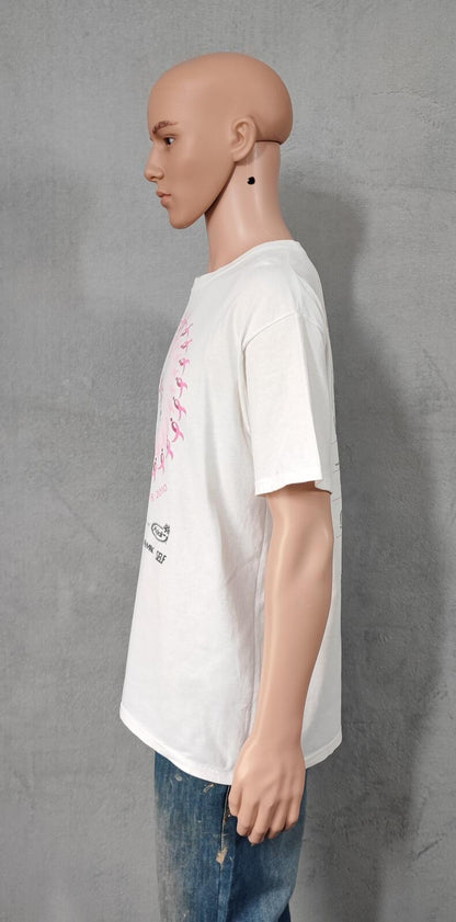 Vintage 2010 Race Cure Graphic T-Shirt White Retro Y2K Men's Size Large L