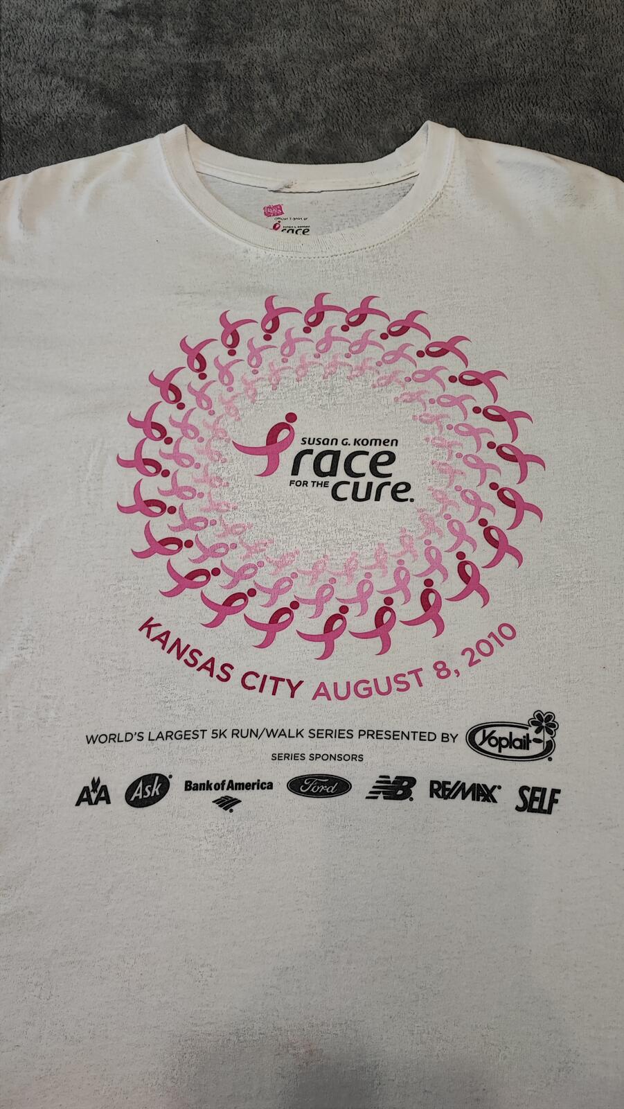 Vintage 2010 Race Cure Graphic T-Shirt White Retro Y2K Men's Size Large L
