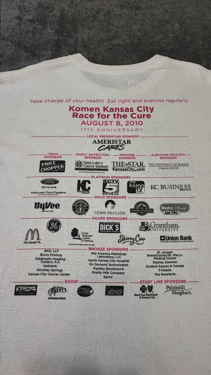 Vintage 2010 Race Cure Graphic T-Shirt White Retro Y2K Men's Size Large L