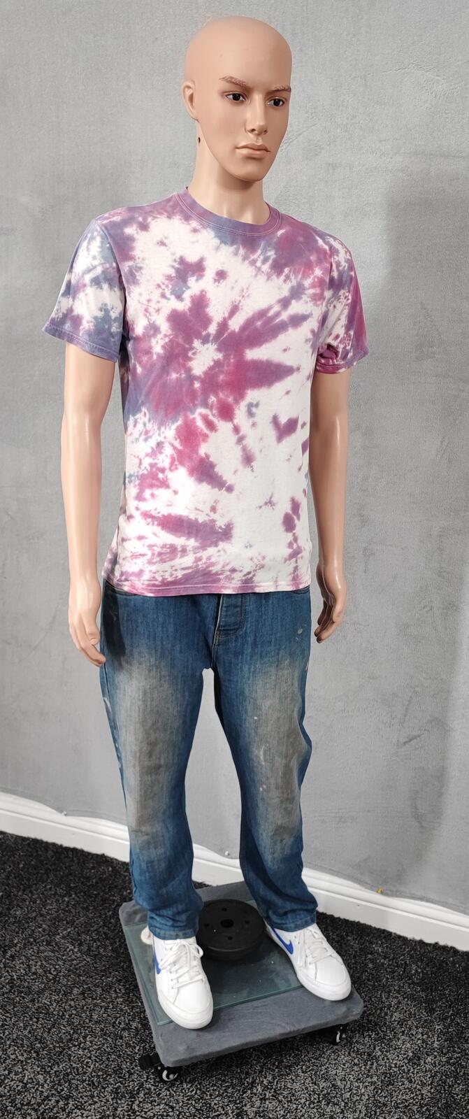 Vintage Hanes Tie Dye Graphic T-Shirt White Purple Retro 90s Men's Size Medium