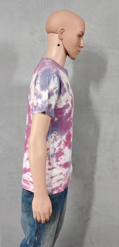 Vintage Hanes Tie Dye Graphic T-Shirt White Purple Retro 90s Men's Size Medium