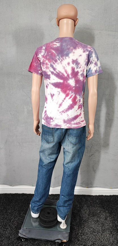 Vintage Hanes Tie Dye Graphic T-Shirt White Purple Retro 90s Men's Size Medium