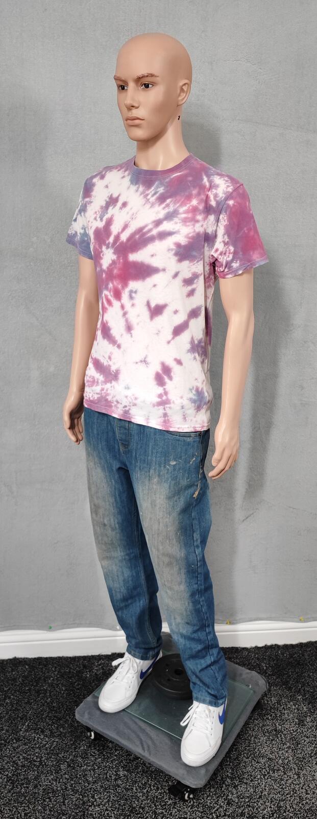Vintage Hanes Tie Dye Graphic T-Shirt White Purple Retro 90s Men's Size Medium