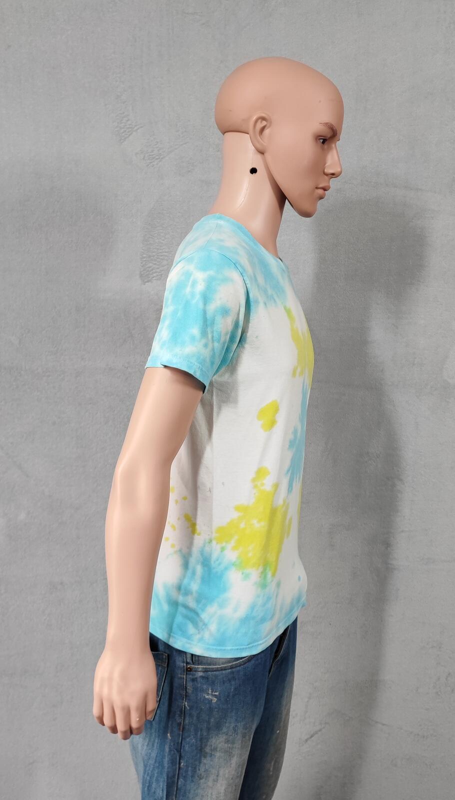 Vintage Hanes Psychedelic Tie Dye Graphic T-Shirt Blue Yellow Men's Size Medium M
