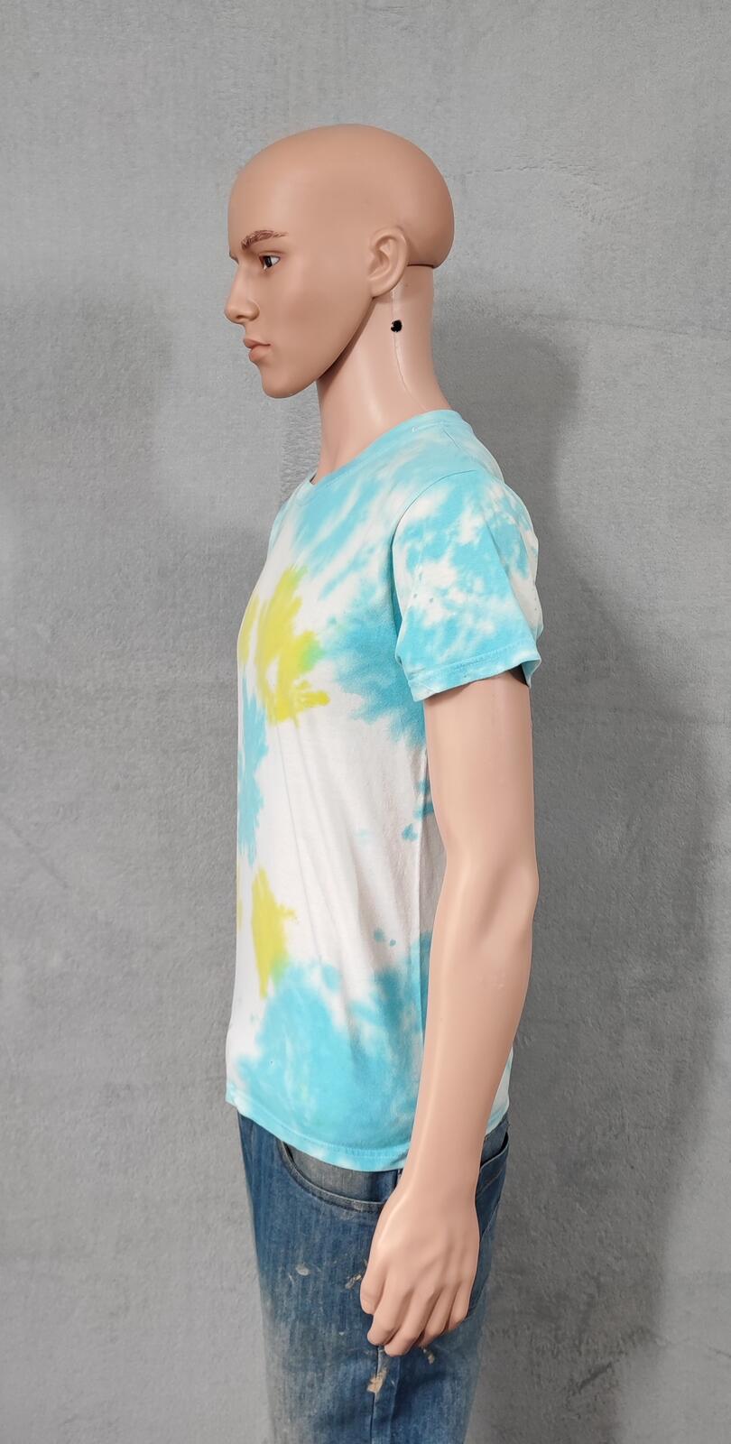 Vintage Hanes Psychedelic Tie Dye Graphic T-Shirt Blue Yellow Men's Size Medium M