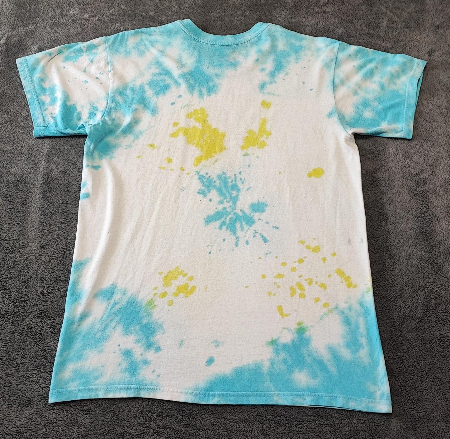 Vintage Hanes Psychedelic Tie Dye Graphic T-Shirt Blue Yellow Men's Size Medium M