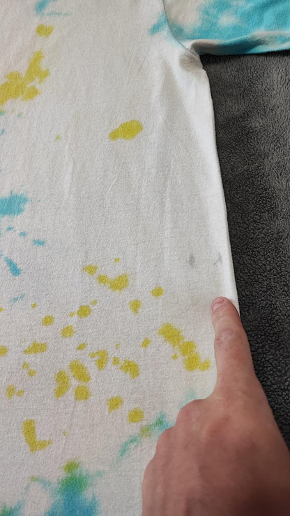 Vintage Hanes Psychedelic Tie Dye Graphic T-Shirt Blue Yellow Men's Size Medium M
