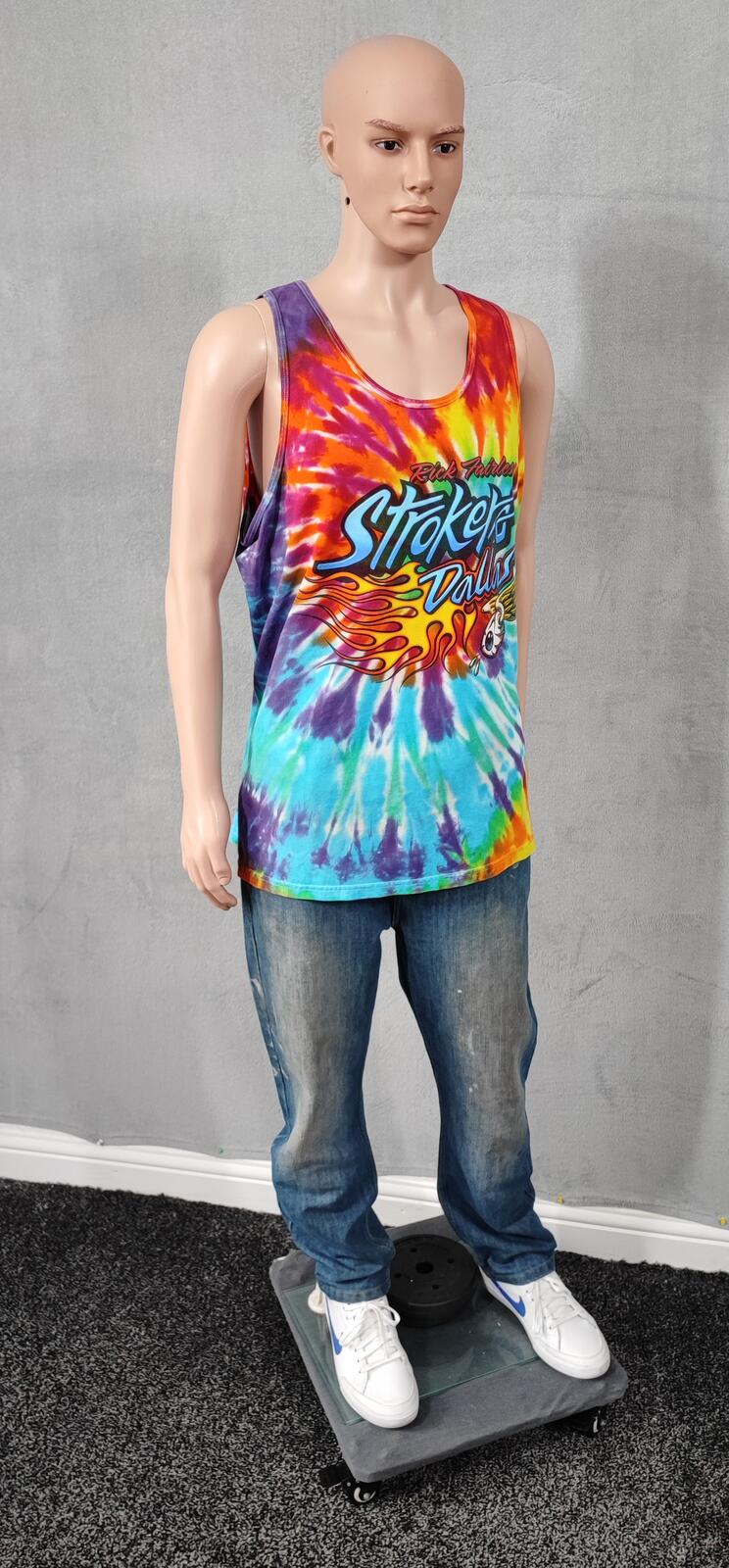 Vintage Strokers Dallas Tie Dye Muscle Tee Tank Top Men's XL Heavyweight