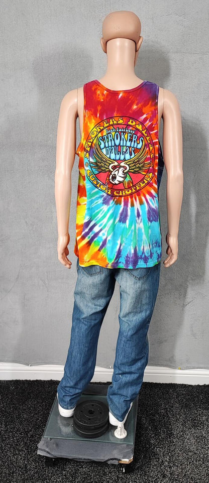 Vintage Strokers Dallas Tie Dye Muscle Tee Tank Top Men's XL Heavyweight
