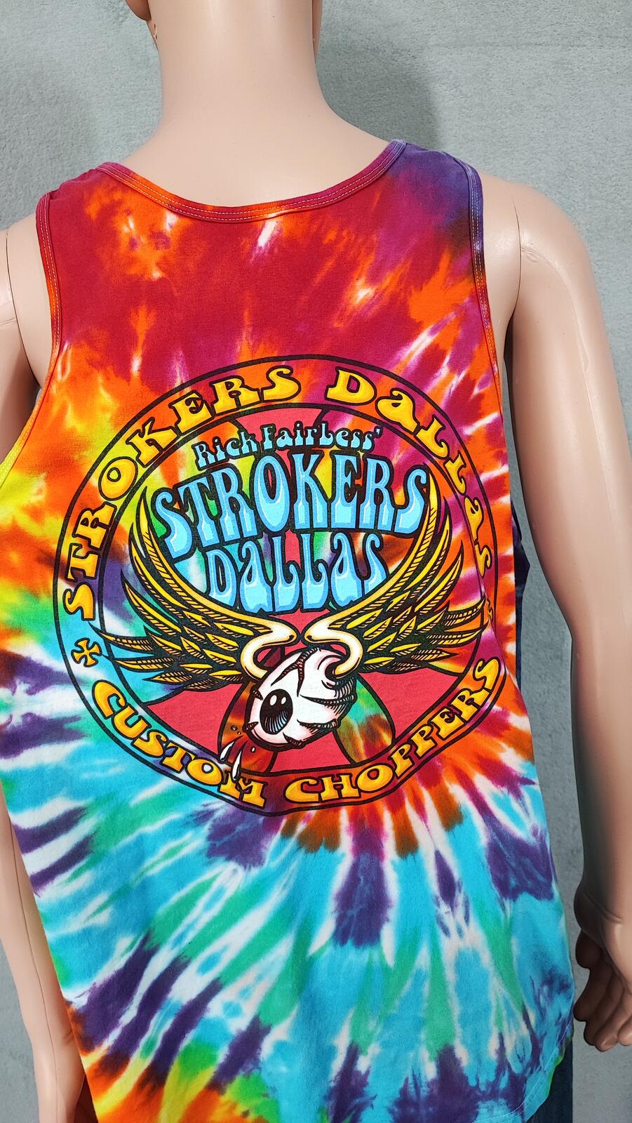 Vintage Strokers Dallas Tie Dye Muscle Tee Tank Top Men's XL Heavyweight