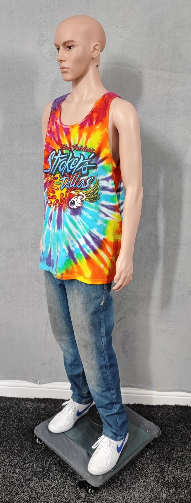 Vintage Strokers Dallas Tie Dye Muscle Tee Tank Top Men's XL Heavyweight