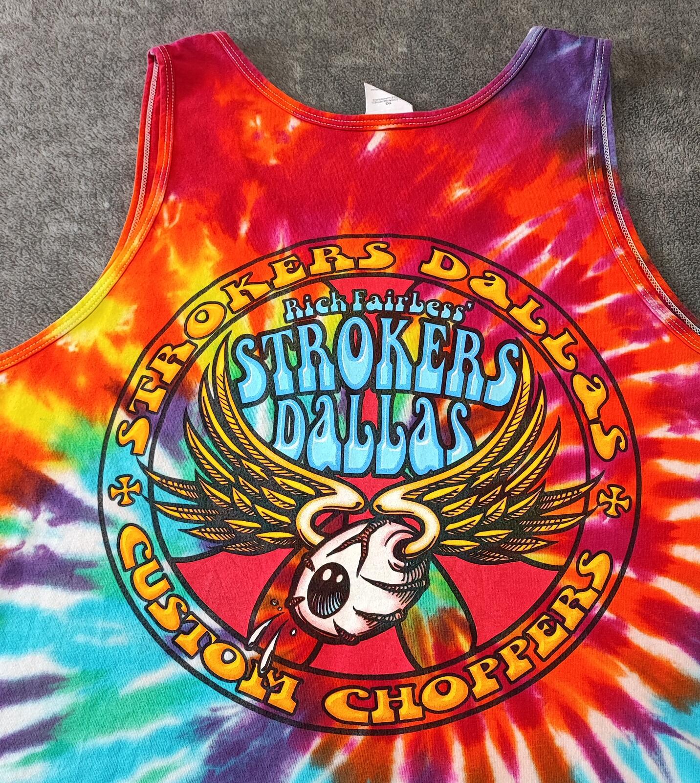 Vintage Strokers Dallas Tie Dye Muscle Tee Tank Top Men's XL Heavyweight