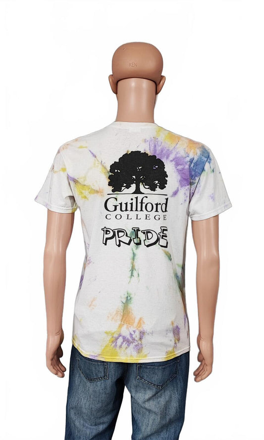Vintage Guilford College Tie Dye Graphic T-Shirt Blue White Retro Men's Size Medium M
