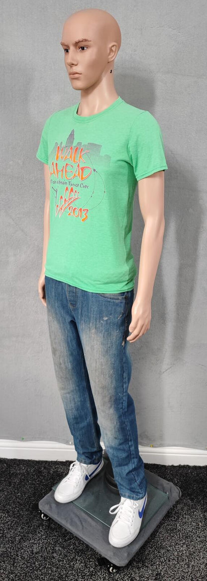 Vintage 2013 Charity Walk Green Graphic T-Shirt Retro Y2K Men's Size Small S
