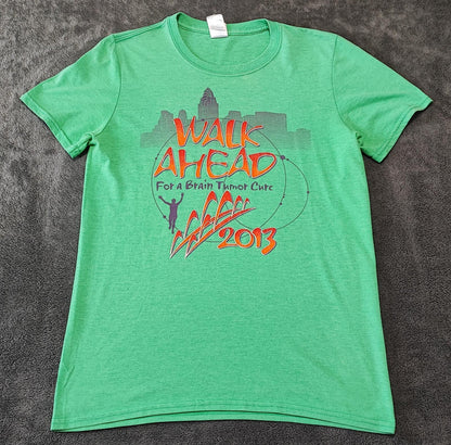 Vintage 2013 Charity Walk Green Graphic T-Shirt Retro Y2K Men's Size Small S