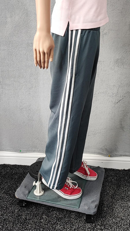 Vintage Adidas Plain Grey Embroidered Logo Tracksuit Bottoms Joggers Men Size S