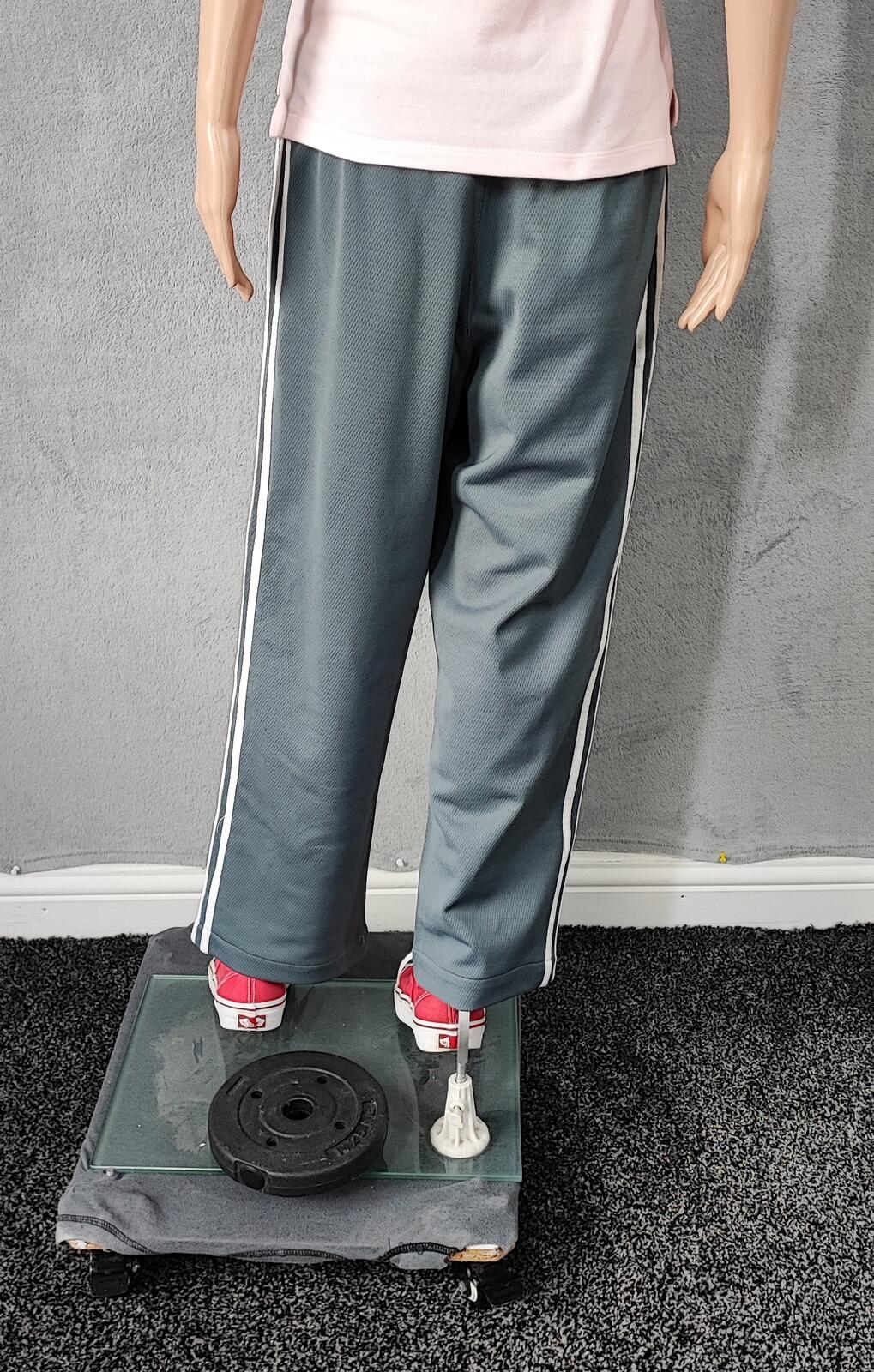 Vintage Adidas Plain Grey Embroidered Logo Tracksuit Bottoms Joggers Men Size S