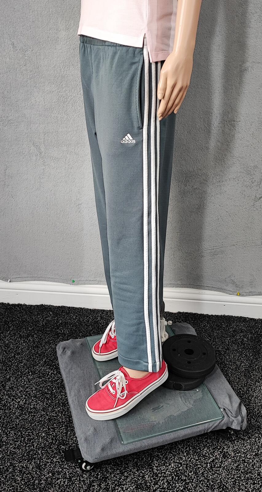 Vintage Adidas Plain Grey Embroidered Logo Tracksuit Bottoms Joggers Men Size S