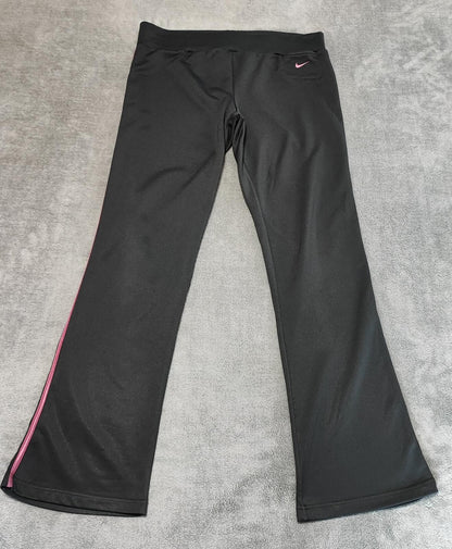 Vintage Nike Plain Black Logo Tracksuit Bottoms Joggers Women XXL