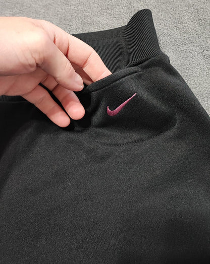 Vintage Nike Plain Black Logo Tracksuit Bottoms Joggers Women XXL