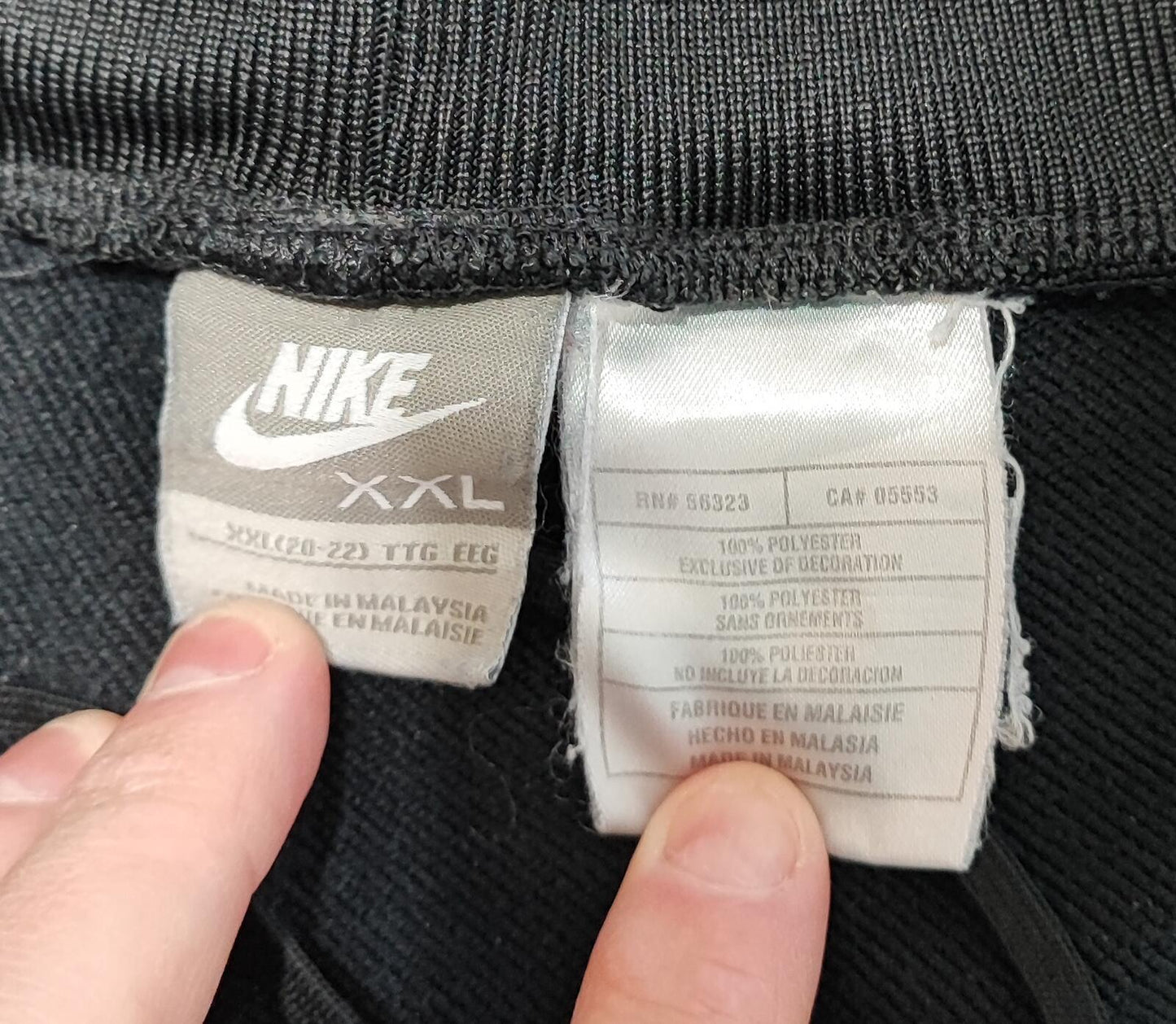 Vintage Nike Plain Black Logo Tracksuit Bottoms Joggers Women XXL