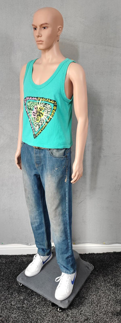 Vintage Ocean Pacific OP Surf Vest Tank Top Faded Green Men's Size S