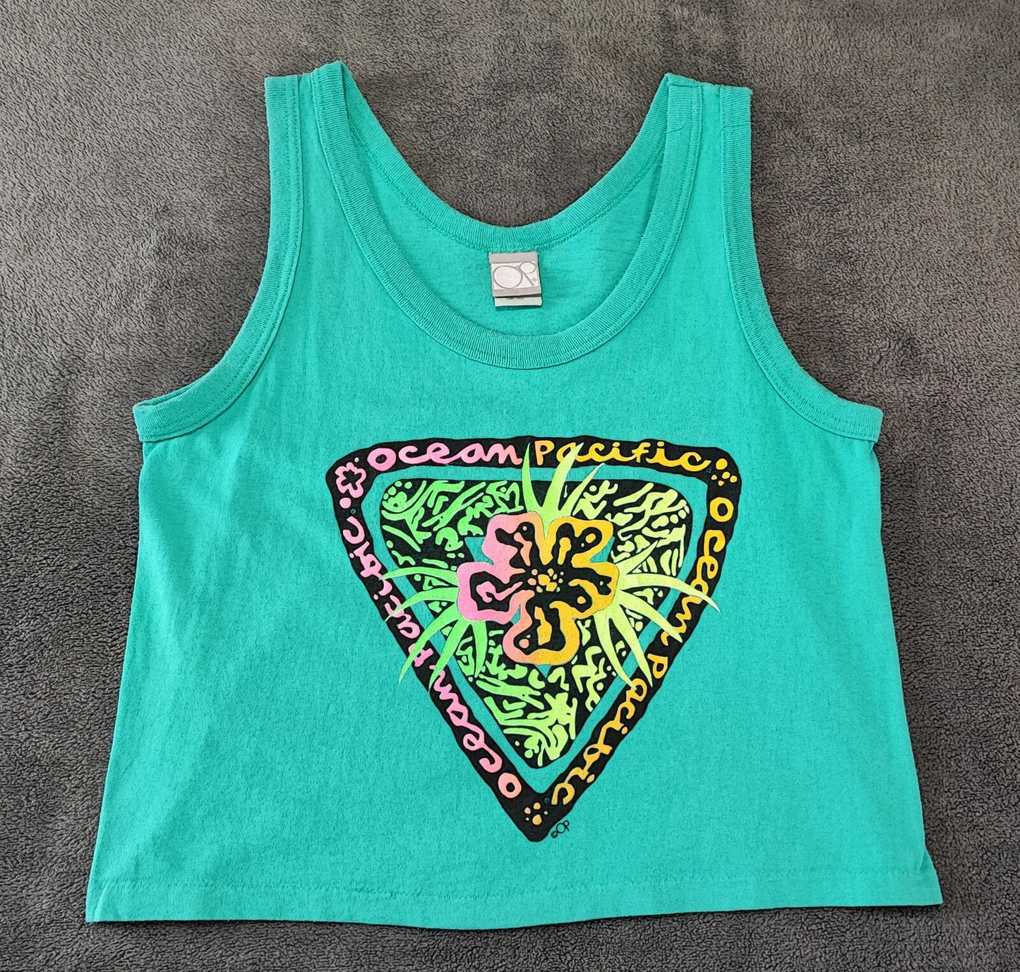 Vintage Ocean Pacific OP Surf Vest Tank Top Faded Green Men's Size S
