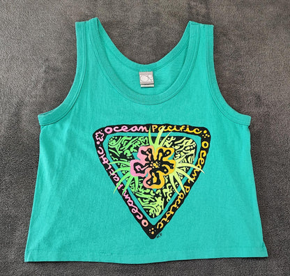 Vintage Ocean Pacific OP Surf Vest Tank Top Faded Green Men's Size S