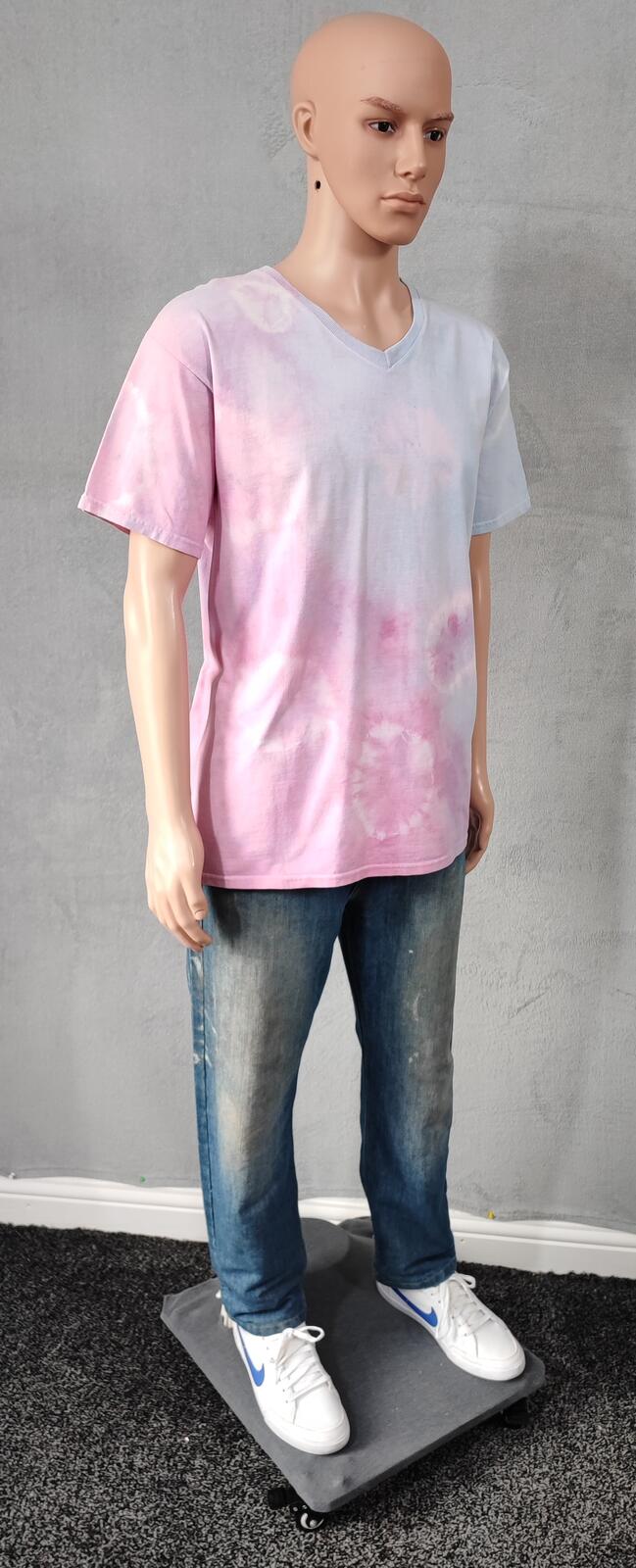 Vintage Fruit of the Loom Tie Dye Graphic T-Shirt Pink Retro 90s Men's Size L