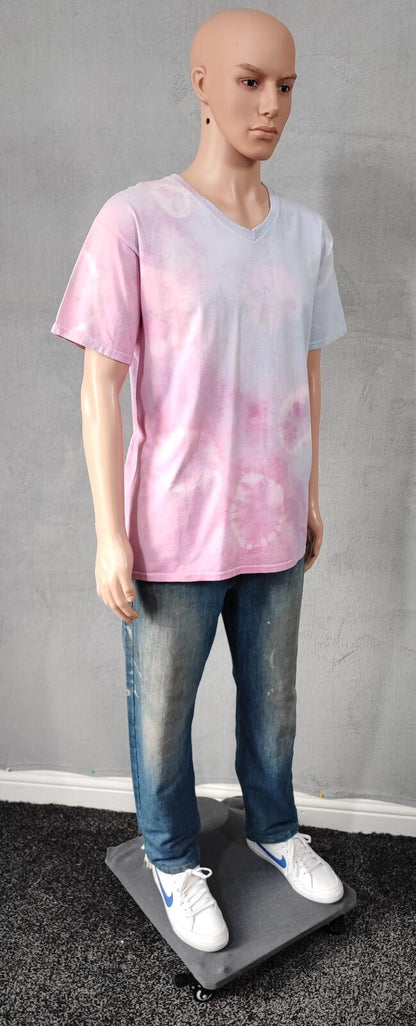 Vintage Fruit of the Loom Tie Dye Graphic T-Shirt Pink Retro 90s Men's Size L