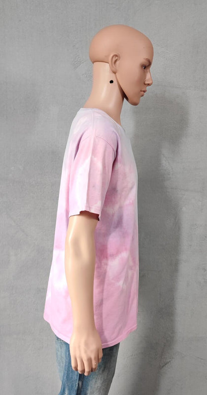 Vintage Fruit of the Loom Tie Dye Graphic T-Shirt Pink Retro 90s Men's Size L