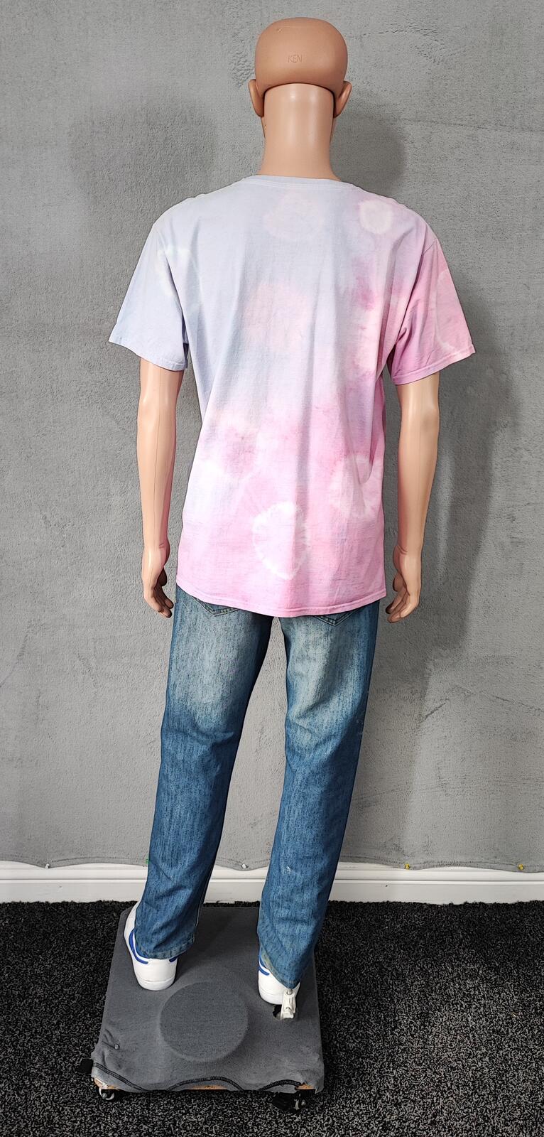 Vintage Fruit of the Loom Tie Dye Graphic T-Shirt Pink Retro 90s Men's Size L